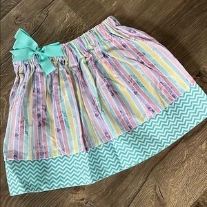 Pink and Green Sleeveless Casual Dress with Bow